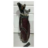 Spalding right handed golf clubs, woods, drivers, Wilson putter