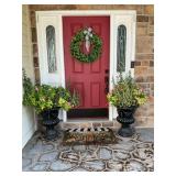Flower pots, 24" T and wreath