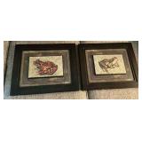 Framed frog pieces