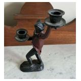 Cast iron frog butler double candleholder