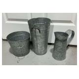 3 galvanized tins, up to 13" T.