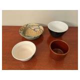 Pottey bowls, artist signed decorative bowl