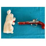 Hubley Flintlock, Jr cap gun, crack in stock