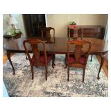 Dining table and 6 chairs, 2 captains