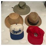 Hats, Royal and Cardinal caps, straw hat, etc.