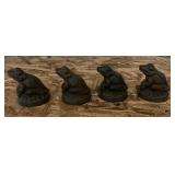 4 cast iron frog bookends