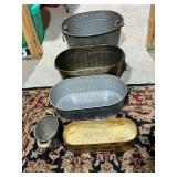 Galvanized tub, planters, etc.