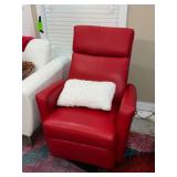 Elran red vinyl electric swivel rocker recliner