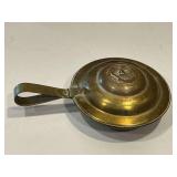 Old English brass bed foot warmer with loop handle.