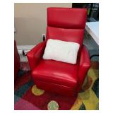 Elran red vinyl electric swivel rocker recliner