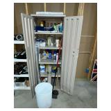 Rubbermaid 2-door cabinet with contents