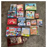 Board games, Thin Ice, Fishing, Uno, Busy Books