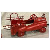Red fire engine metal pedal car, has been repainted