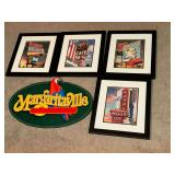 4 framed (14" x 16") diner artwork