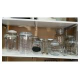 Canisters, jars, drink dispenser, glass and plastic