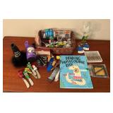 Swizzler sticks, coozies, appetizer forks, shot glasses, etc.