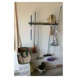 Sterilite 3-drawer rolling storage, broom, dusters, mop, mop bucket, etc.