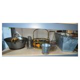 Metal baskets, jars, etc.