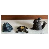 Resin bullfrog, frog riding snail