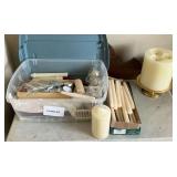 Assortment of candles and holders