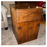 Antique cellarette flip top dry bar cabinet