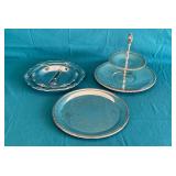 Pair of tiered serving trays, platters