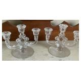 Pair of glass candelabras