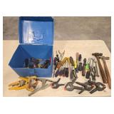 Tool assortment ball peen hammers, screwdrivers
