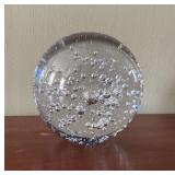 Bubble art glass paperweight