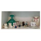 Vases, candle, dresser boxes, trinket boxes, decanter with crack, etc.