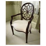 Ethan Allen Upholstered arm chair with spider web back