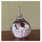 Floral art glass paperweight