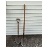 Pair of round point shovels