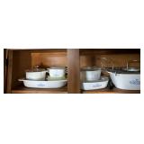 Cornflower Corning ware dishes, casseroles, handle, some lids,