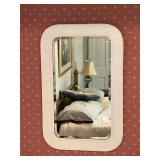 Bevel edged mirror with white wooden frame
