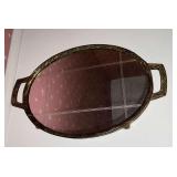Metal framed oval dresser mirror