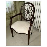 Ethan Allen Upholstered arm chair with spider web back