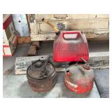 Plastic and metal gas cans