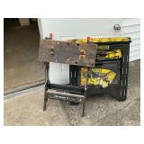 Folding Workmate table, pair of folding sawhorses