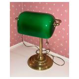 Desk lamp with green glass shade