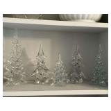 5 clear glass trees