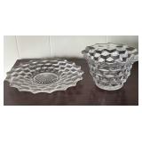 Fostoria glass plate and vase
