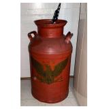 Milk can with stencil, 24" T.
