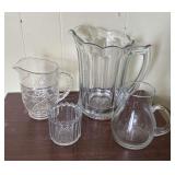 Glass pitchers up to 9" T