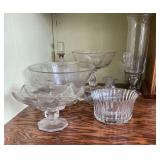 Assorted pressed glass
