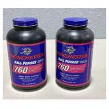 2 Winchester Ball Powder  670, 1 lb. bottles, unopened.