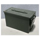 Metal ammo can, 6' W x 12' L x 7' T.