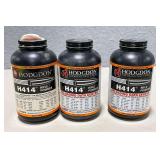 3 Hodgdon H414 rifle powder, 1 lb. bottles