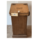 Wooden Potato Bin Converted To Trash Receptacle