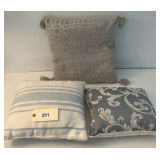 Three Blue Accent Pillows